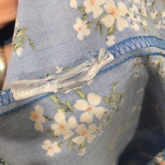 Badgley Mischka Robin Egg Blue Floral Over Sized Tiered Boho 3/4 Sleeve Dress - Picture 11 of 12